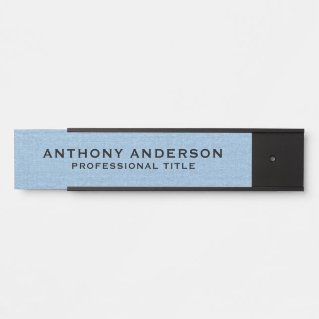 Light Blue Linen Fabric Texture Door Sign (Front)
