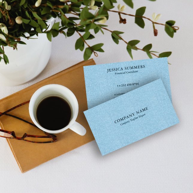 Light Blue Linen Texture Fabric Business Card (Creator Uploaded)