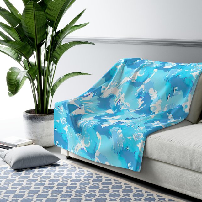 Light blue liquid abstract pattern and white  sherpa blanket (Creator Uploaded)