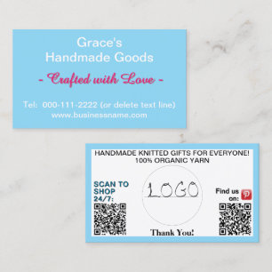 Light Blue Logo QR Code 3.5 x 2.0 Business Card