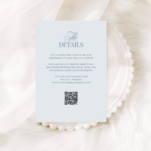 Light Blue Luxe   QR Code Wedding Guest Details Enclosure Card