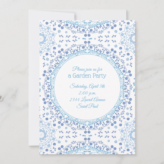 Light Blue Mandala Floral Invitation (Front)