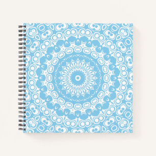 Light Blue Mandala Pattern Design Notebook