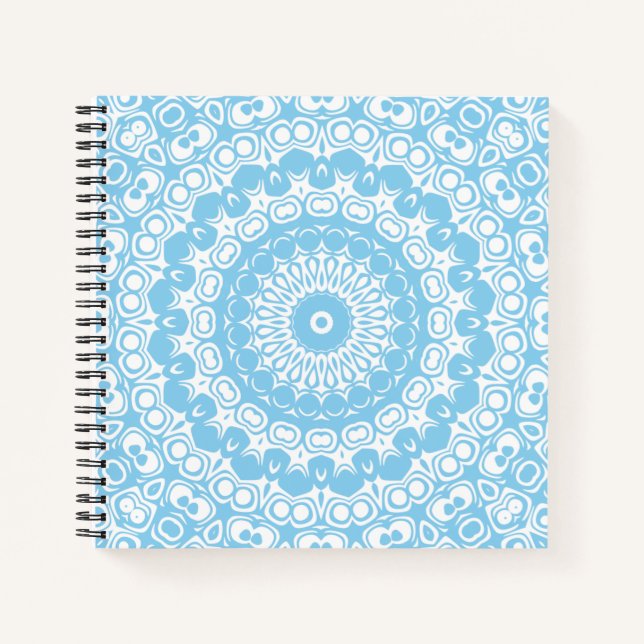 Light Blue Mandala Pattern Design Notebook (Front)