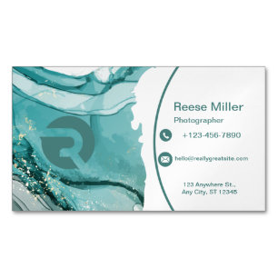 Light Blue Marble Elegant Modern Pattern Magnetic Business Card