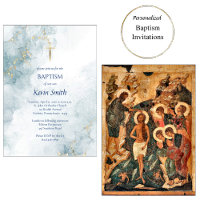 Light Blue Marble Gold Glitter Orthodox Baptism 