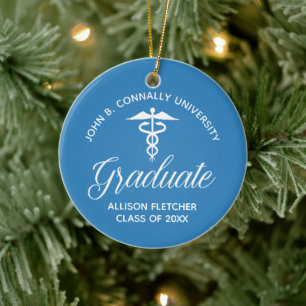 Light Blue Medical School Graduation Christmas Ceramic Tree Decoration