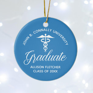 Light Blue Medical School Graduation Christmas Ceramic Tree Decoration