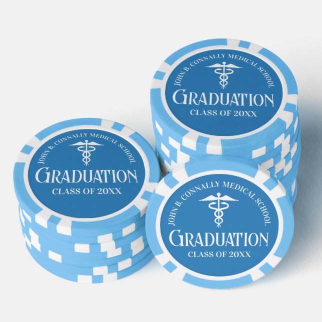 Light Blue Medical School Graduation Party Poker Chips (Stack)