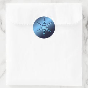 Light Blue Metallic Look Snowflake Pretty Classic Round Sticker