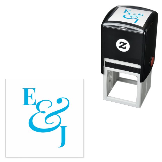 Light Blue Minimalist Ampersand Wedding | Modern Self-inking Stamp (In Situ)