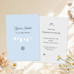 Light Blue Minimalist Baby Boy Shower Invitation