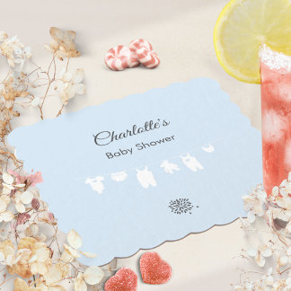 Light Blue Minimalist Baby Boy Shower Paper Coaster