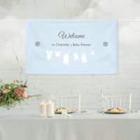 Light Blue Minimalist Baby Boy Shower Welcome 