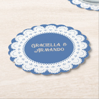 Light Blue Minimalist Paper Wedding Coasters