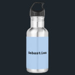 Light Blue Minimalist Simple Personalised Name 532 Ml Water Bottle<br><div class="desc">This stainless steel water bottle features a chic,  minimalist design. Simply click 'Personalise' to add the name of your choice,  and it will appear on the centre of the design on a blue background. You will be able to preview the result before checking out.</div>