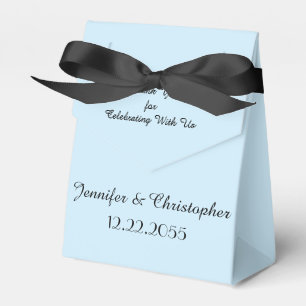 Light Blue Minimalist Wedding Party Names and Date Favour Box