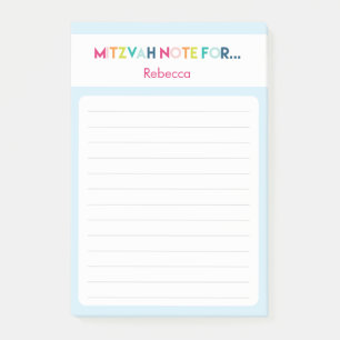 Light Blue Mitzvah Note: 4x6 Sticky Pad Post-it Notes