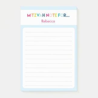 Light Blue Mitzvah Note: 4x6 Sticky Pad Post-it Notes