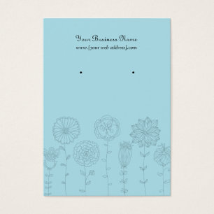 Light Blue Mod Flowers Custom Earring Card