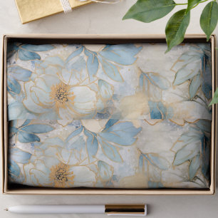Light Blue Modern Abstract Roses Tissue Paper
