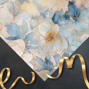 Light Blue Modern Abstract Roses Tissue Paper