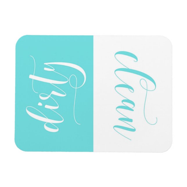 Light Blue Modern Calligraphy Dishwasher Magnet (Horizontal)