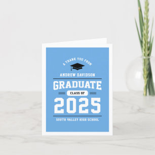 Light Blue Modern Class of 2025 Blank Thank You Card