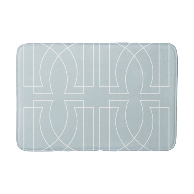 Light Blue Modern Geometric Bath Mat (Front)