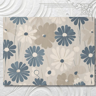 Light Blue Modern Groovy Daisy Flowers Tissue Paper