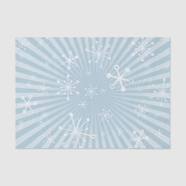 Light Blue Modern Snowflakes Tissue Paper (Front)