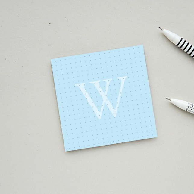 Light Blue Monogram Dot Grid Post-it Notes (Creator Uploaded)