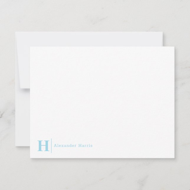 Light Blue Monogram Line Modern Elegant Business Card (Front)