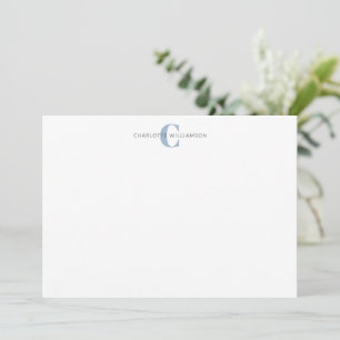 Light Blue Monogram Personalised Name Stationery Card