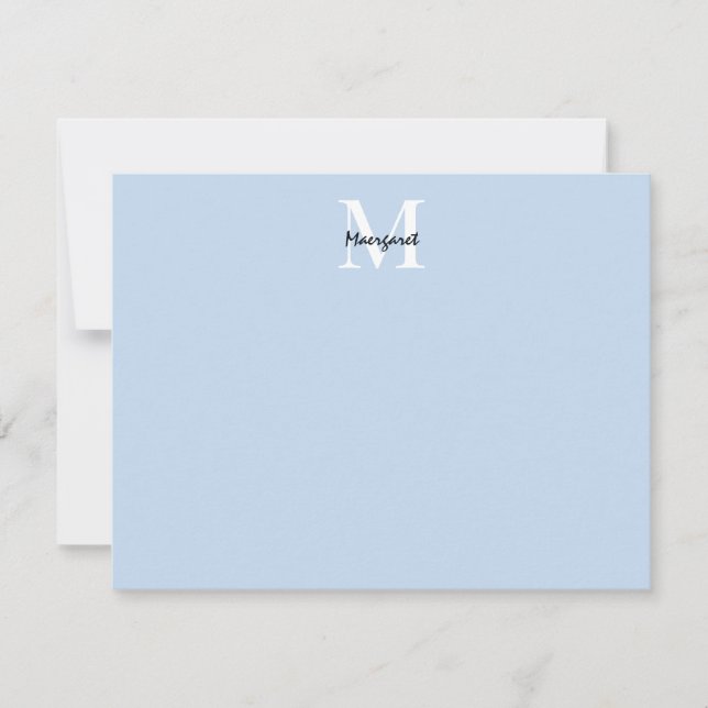 Light Blue Monogram Personalised Stationary Gifts Card (Front)