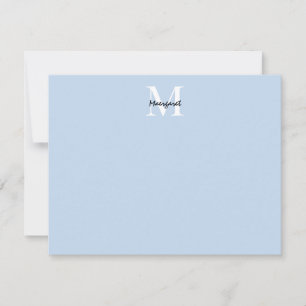 Light Blue Monogram Personalised Stationary Gifts Card
