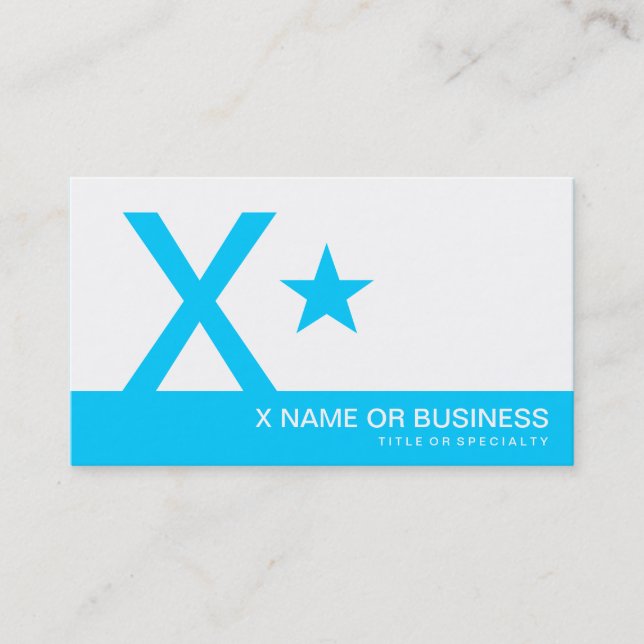 light blue monogram star business card (Front)