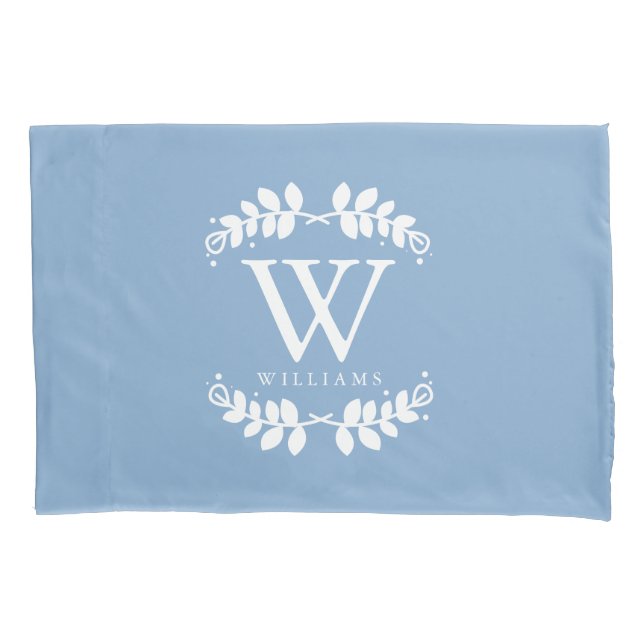 Light Blue Monogrammed Pillowcase (Front)