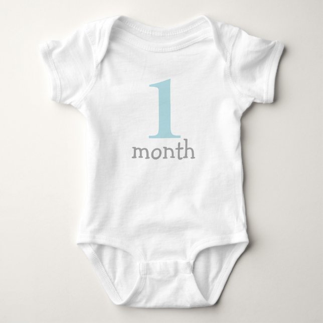 Light Blue Monthly Baby Bodysuit (Front)