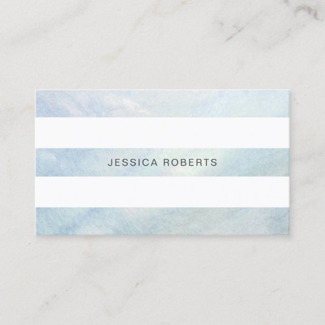 Light Blue Mother of Pearl Stripes Pattern Elegant Business Card (Front)