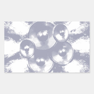 Light blue music speakers rectangular sticker