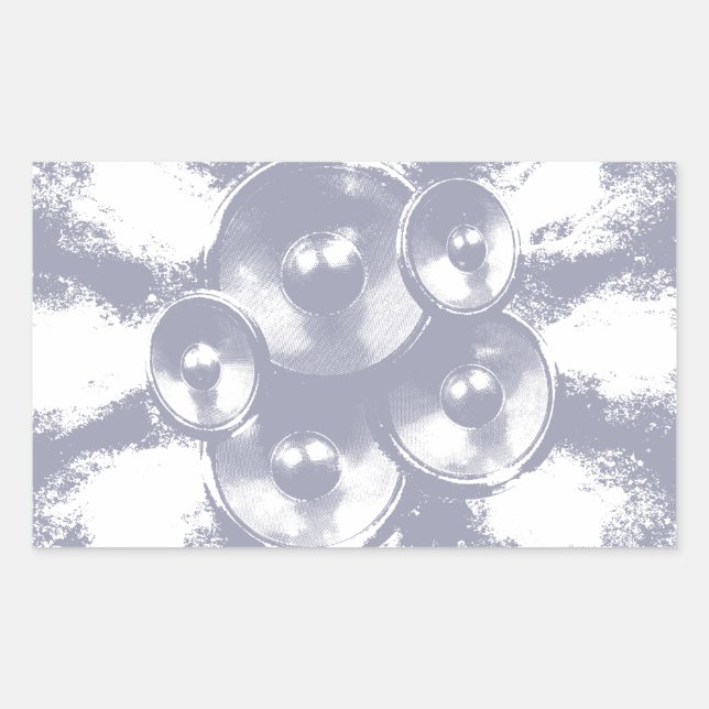 Light blue music speakers rectangular sticker (Front)