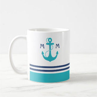 Light Blue Nautical Monogram Coffee Mug
