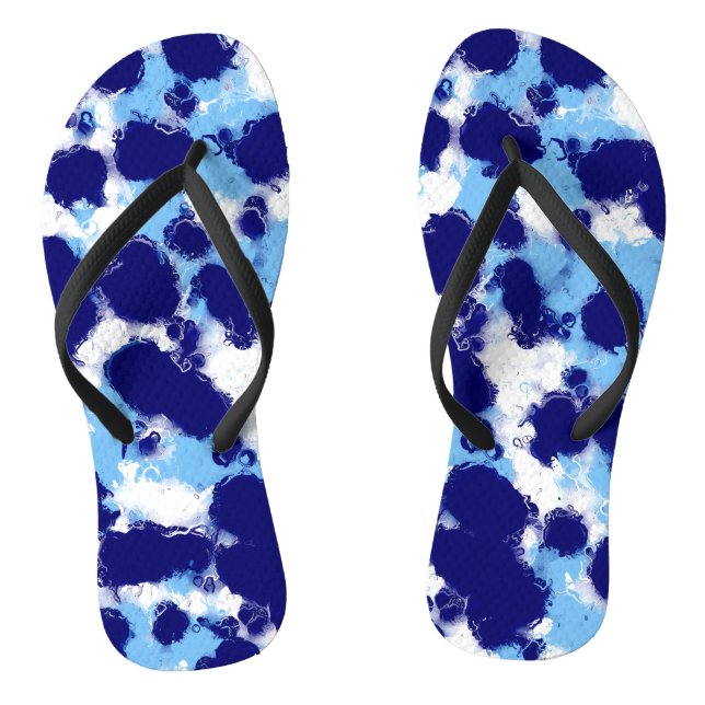 Light Blue, Navy and White Abstract Jandals (Footbed)