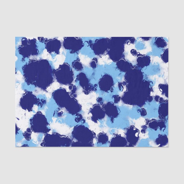 Light Blue, Navy and White Abstract Tissue Paper (Front)