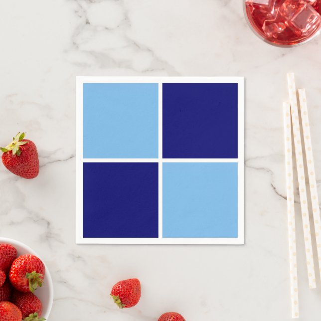 Light Blue, Navy and White Squares Napkin (Insitu)
