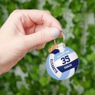 light blue navy blue volleyball gifts for teams key ring