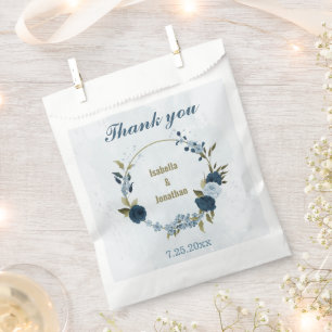 light blue navy flowers wedding favour bags