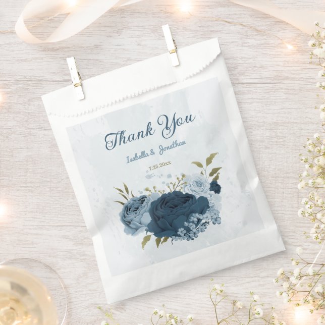 light blue navy flowers wedding  favour bags (Clipped)