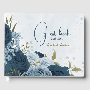 light blue navy flowers wedding  guest book
